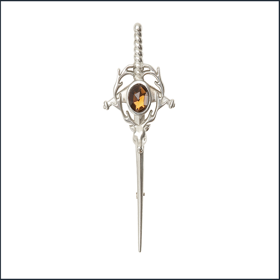 Stag & Sword With Cairngorm Kilt Pin