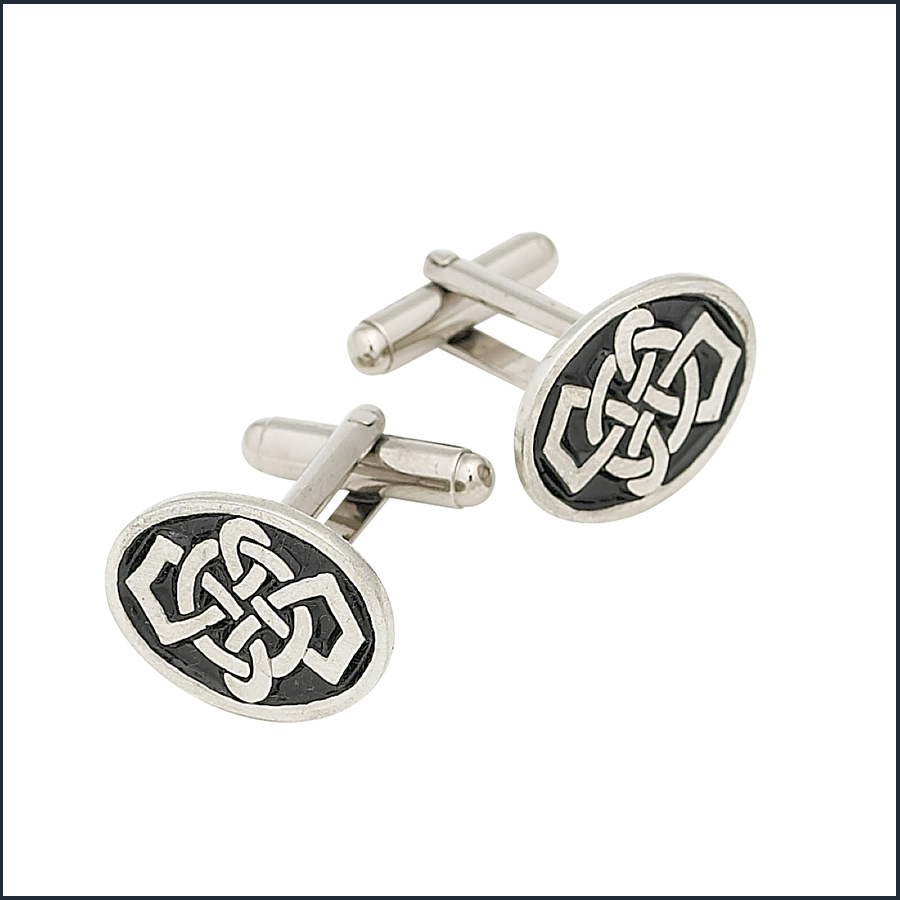 Pewter Celtic Oval Design Cufflinks