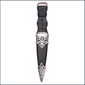 Morar Sterling Silver Amethyst Stone Top Sgian Dubh With Thistle Shaped Handle
