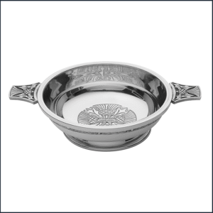 Thistle & Celtic Design 4″ Polished Pewter Quaich