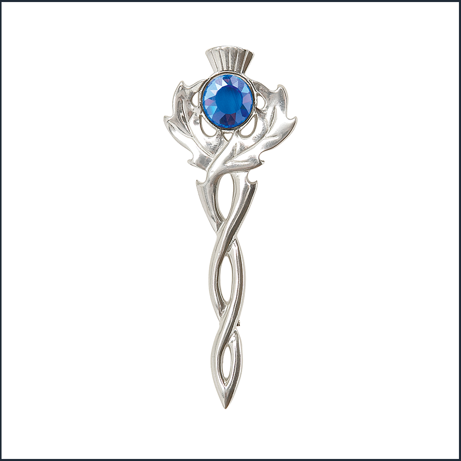 Thistle Twist & Stone Kilt Pin