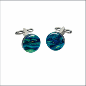 Heathergem Blue Colour Round Cufflinks