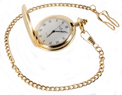 Gold Brushed Quartz Full Hunter Pocket Watch
