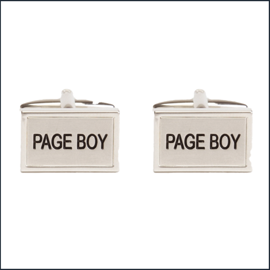 Page Boy Square Rhodium Wedding Cufflinks