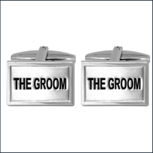 The Groom Square Rhodium Wedding Cufflinks
