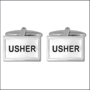 Usher Square Rhodium Wedding Cufflinks