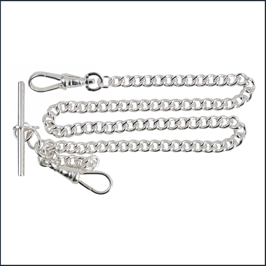 Watch Albert Silver Plated Curb Chain Single Clasp