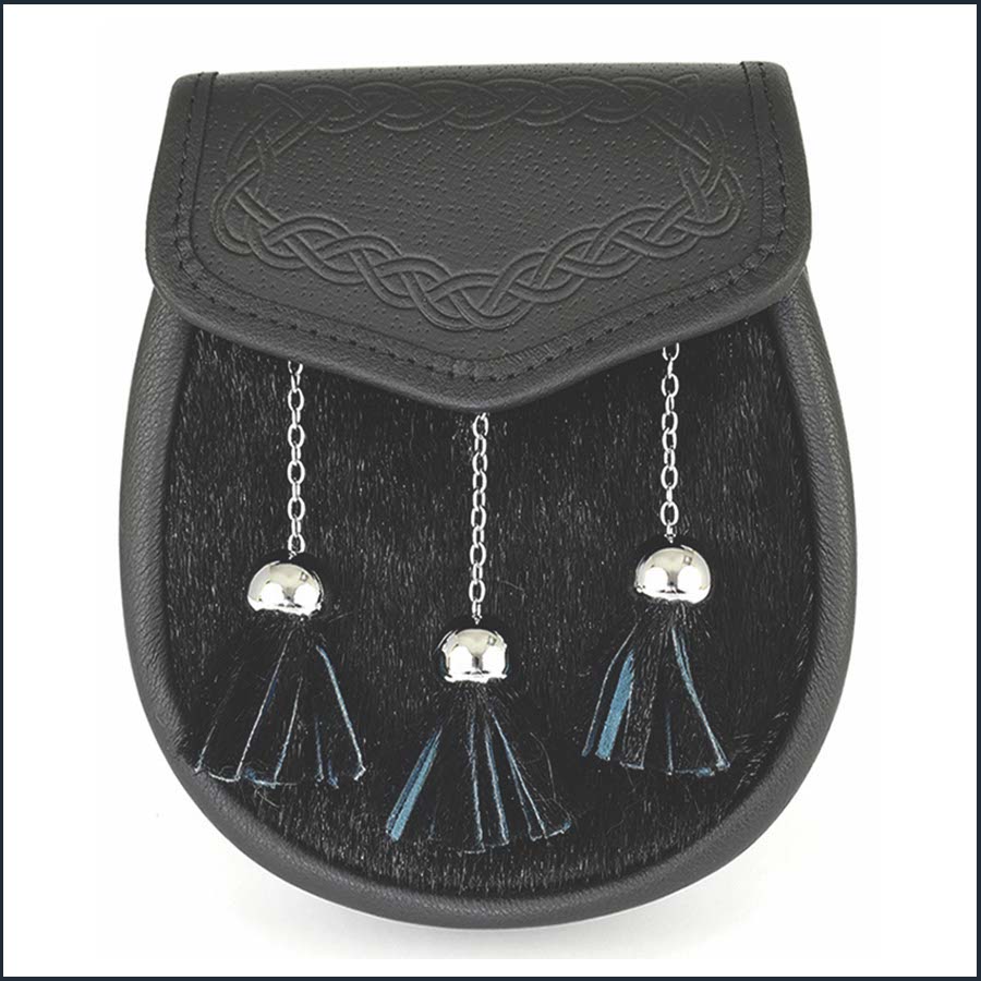 Celtic Semi Dress Black Seal Leather Sporran