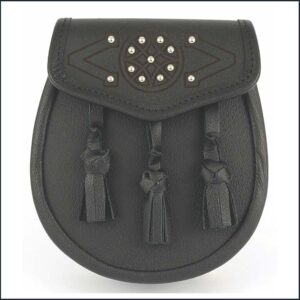 Embossed Leather Day Sporran with Domed Studs