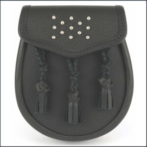Plain Leather Day Sporran Embossed And Studded Design