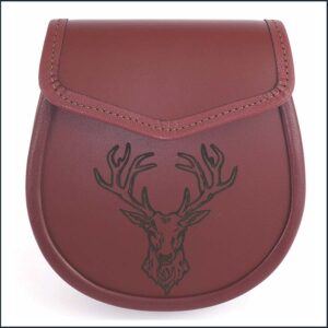 Laser Etched Highland Stag Leather Day Sporran