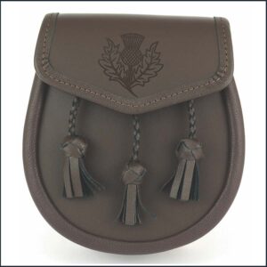 Thistle Etched Leather Day Sporran