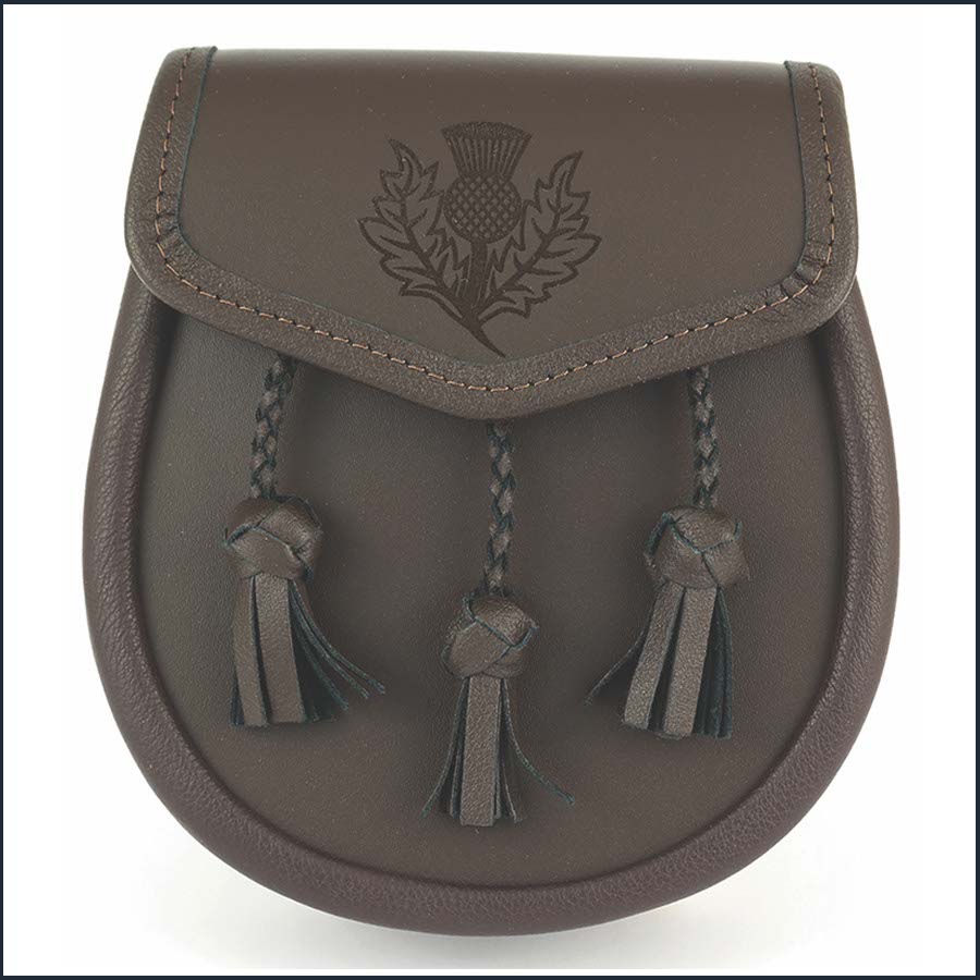 Thistle Etched Leather Day Sporran