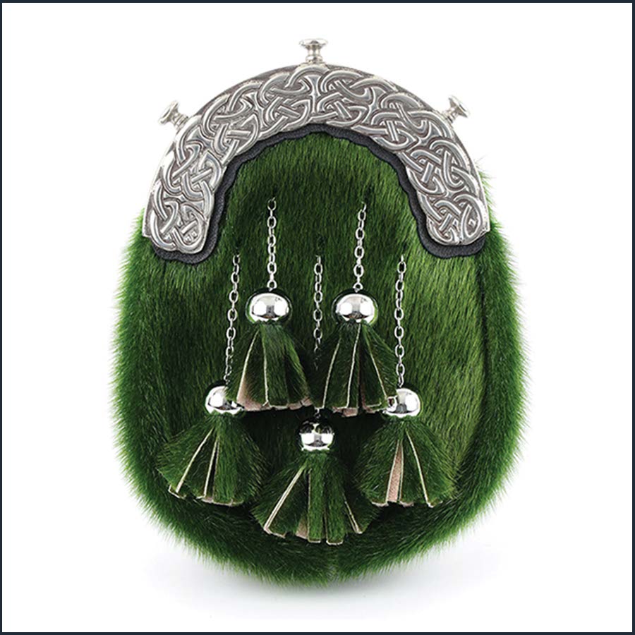 Green Five Tassel Celtic Dress Sporran