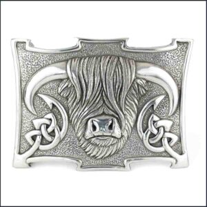 Highland Coo Chrome Belt Buckle