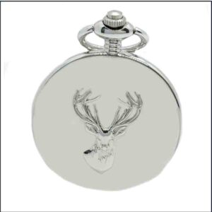 Stag Embossed Quartz Full Hunter Pocket Watch