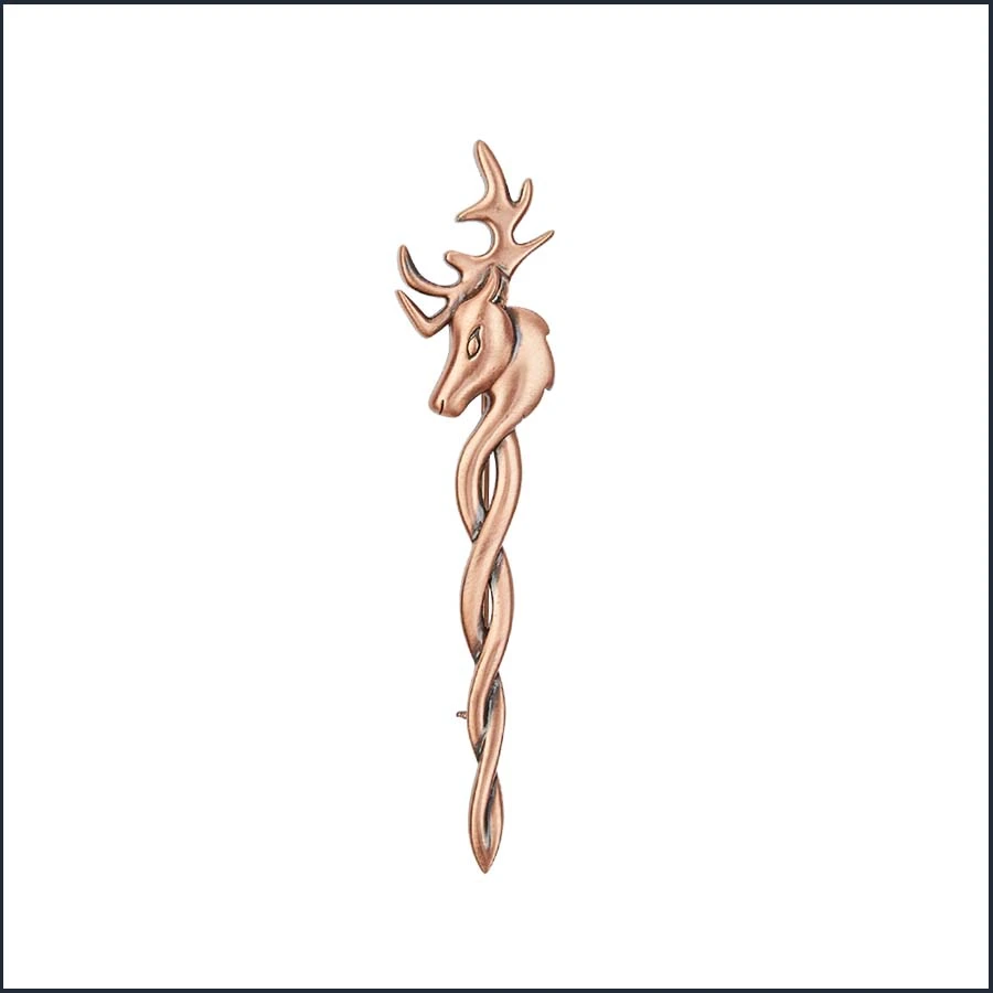 Celtic Knot Stag Copper Kilt Pin