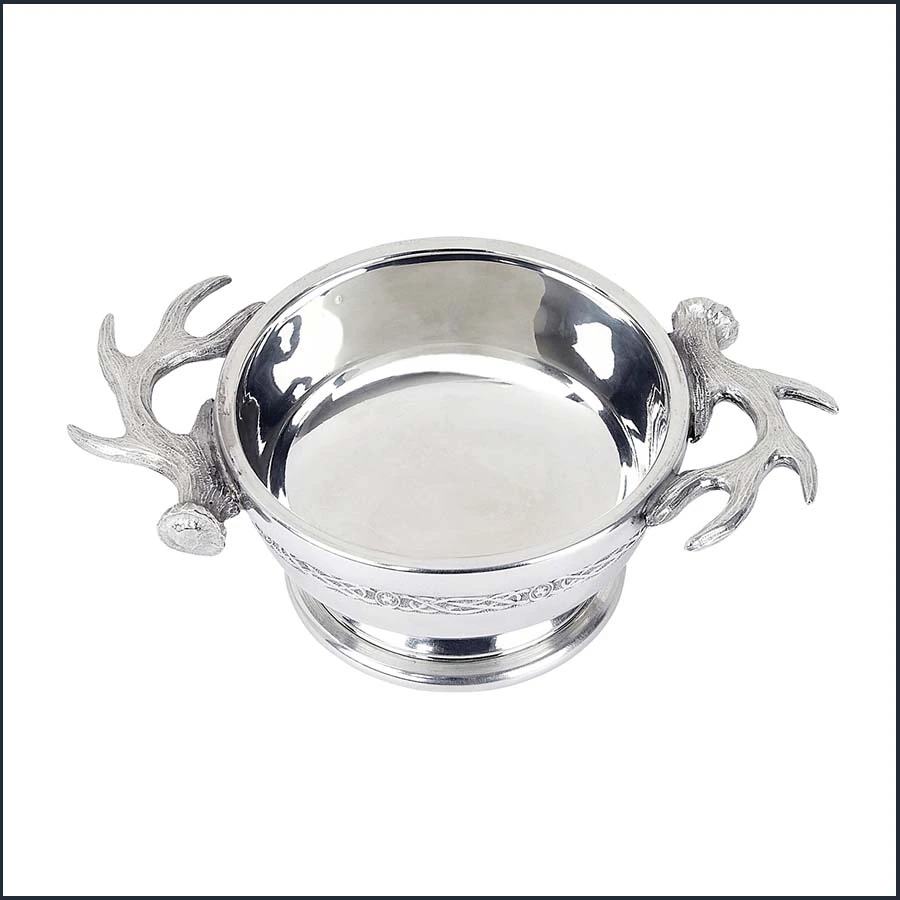 Anter 3" Polished Pewter Quaich with Decorative Celtic Band