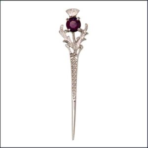Thistle Kilt Pin Amethyst Stone Insert
